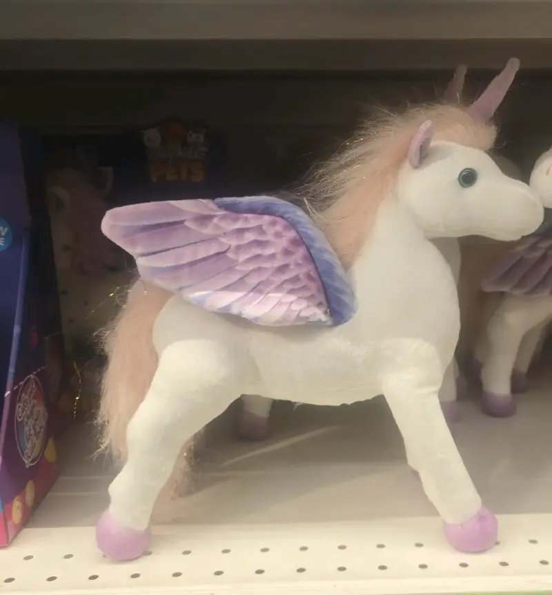 Peluche unicornio alado blanco y rosa