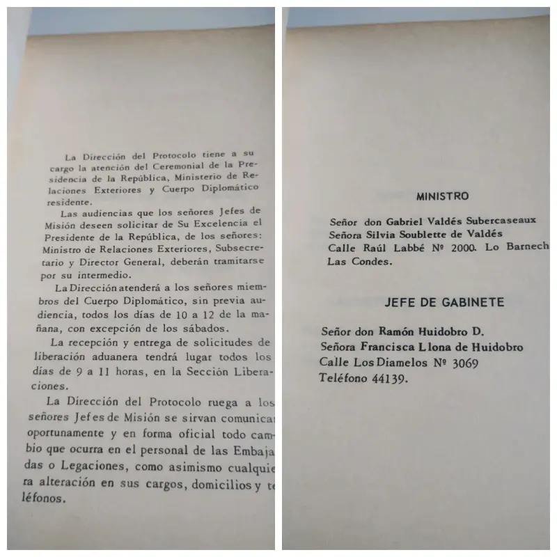 Libro Lista del Cuerpo Diplomático Residente 1970 - 3