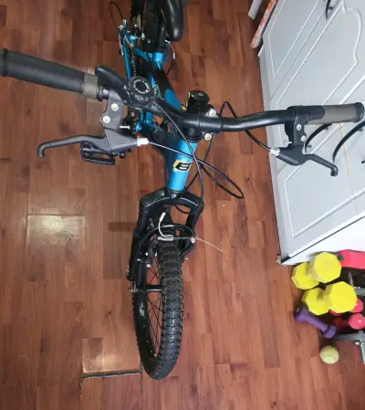 Bicicleta de montaña azul con suspensión - miniatura 1