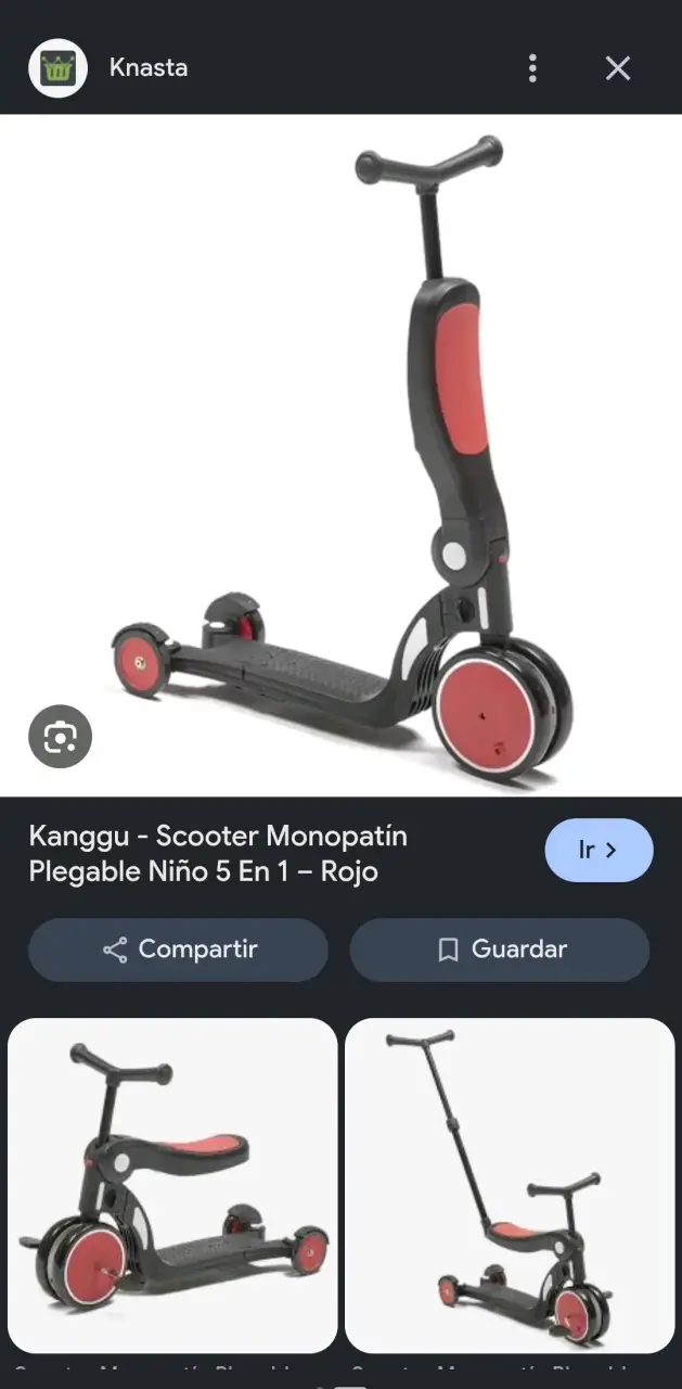 Scooter Monopatín Plegable Kanggu 5 en 1 Rojo - 1