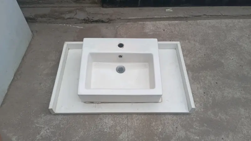 Lavamanos de cerámica blanco con pedestal - 1