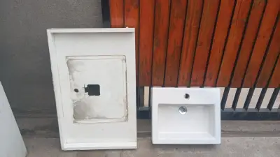 Lavamanos de cerámica blanco con pedestal - miniatura 2