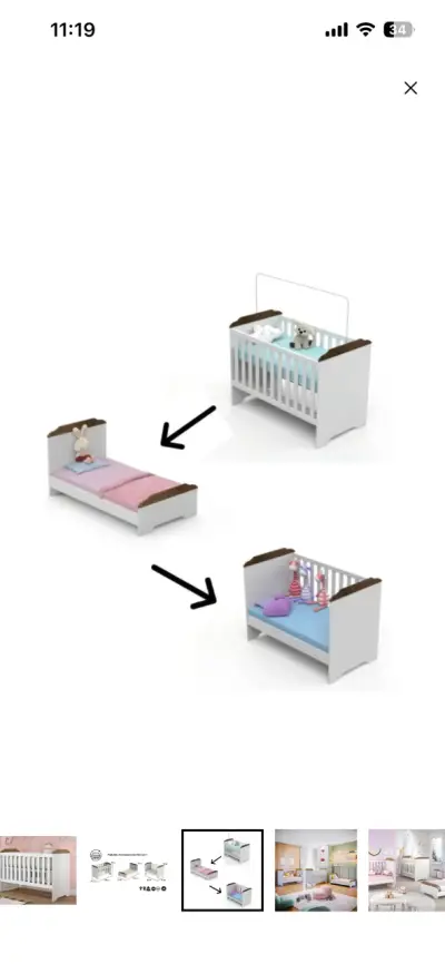 Cuna Convertible 3 en 1 para Bebé - miniatura 1