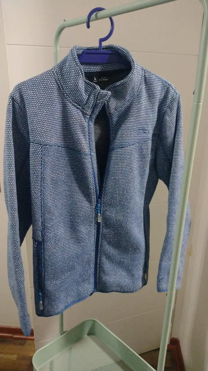 Chaqueta azul con diseño de puntos para mujer - 1