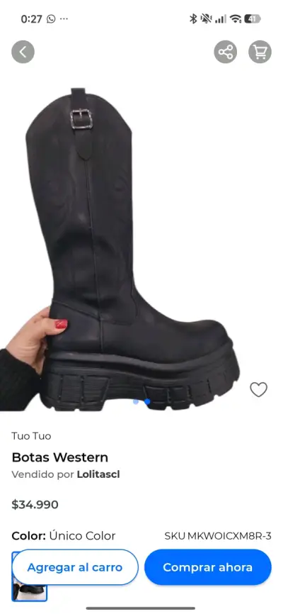 Botas Western negras Tuo Tuo con plataforma - miniatura 1