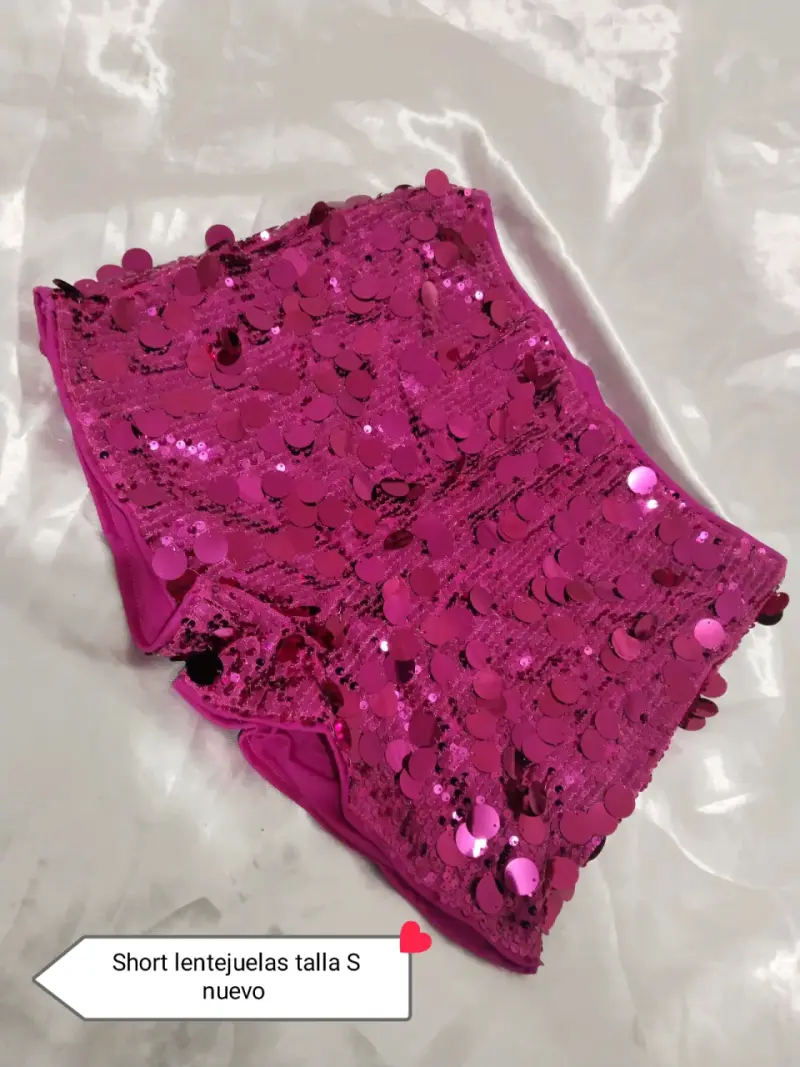 Short de lentejuelas fucsia talla S nuevo - 1
