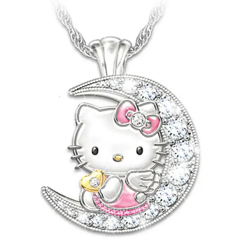 Collar colgante Hello Kitty con luna y cristales - 1