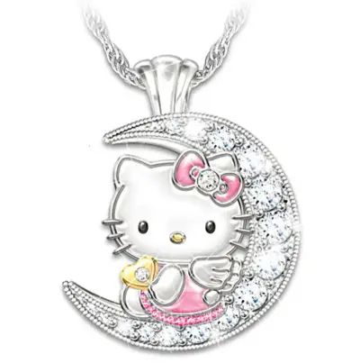 Collar colgante Hello Kitty con luna y cristales - miniatura 1