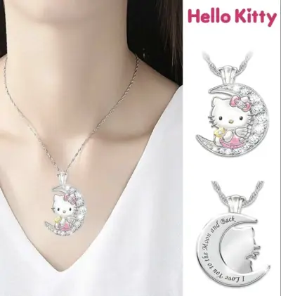 Collar colgante Hello Kitty con luna y cristales - miniatura 3