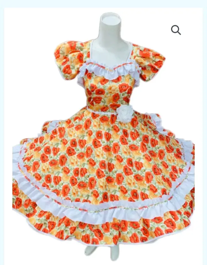 Vestido huasa floreado. Sin falso - 1