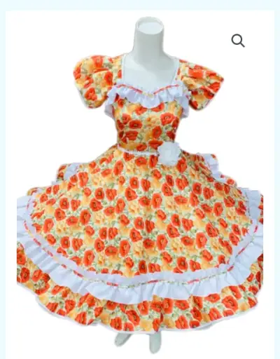 Vestido huasa floreado. Sin falso - miniatura 1
