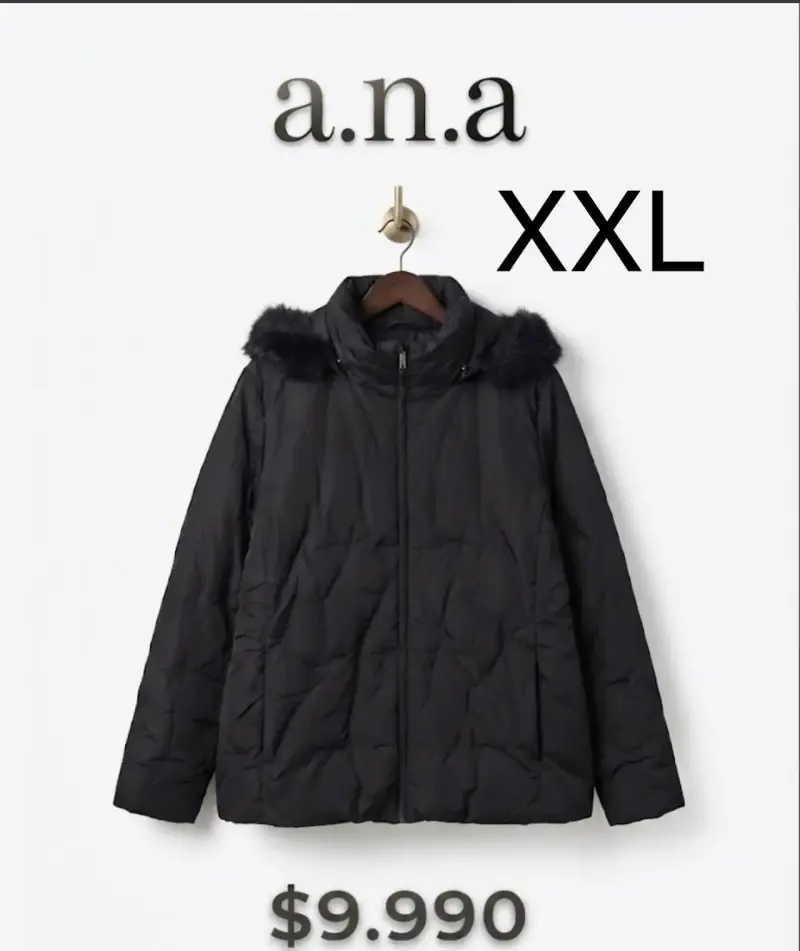 Chaqueta acolchada negra con capucha de a.n.a