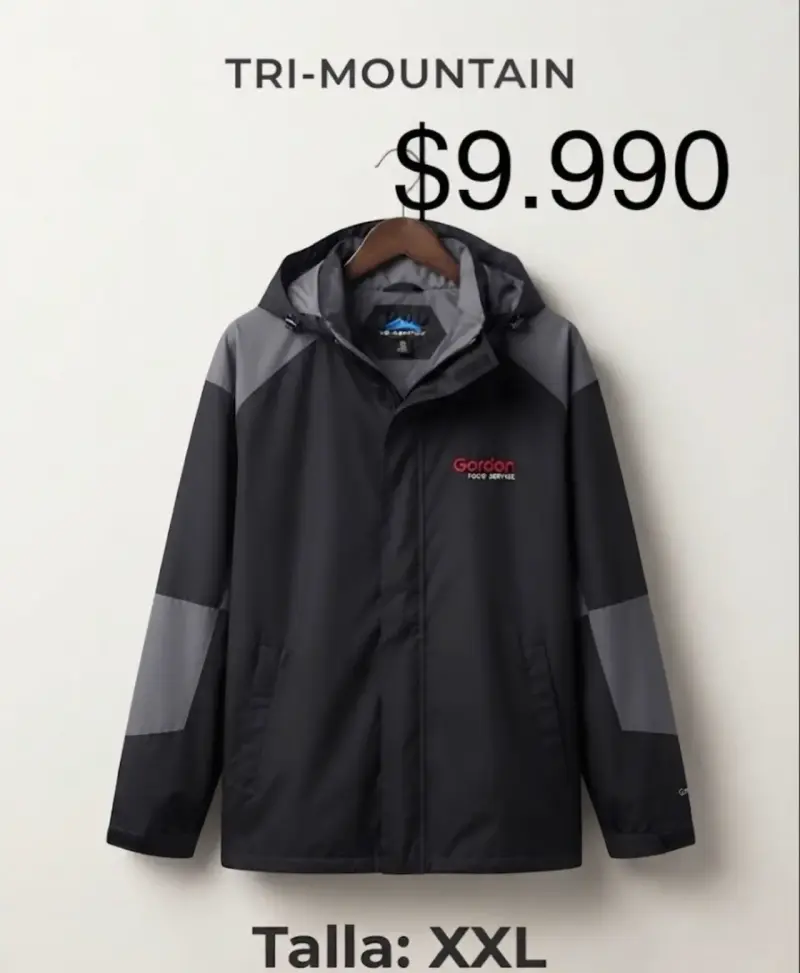 Chaqueta impermeable Tri-Mountain negra con capucha