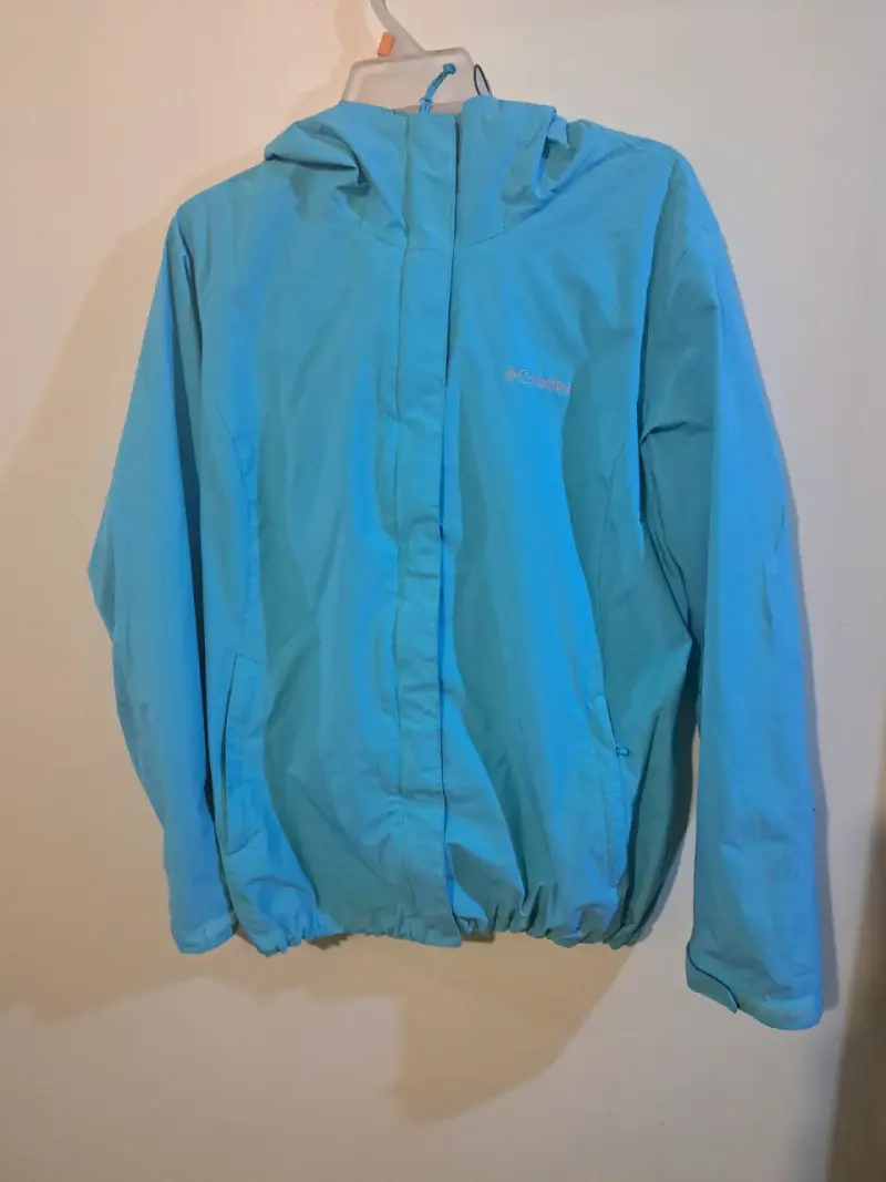 Chaqueta impermeable Columbia azul con capucha - 1