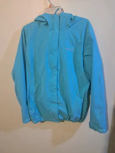 Chaqueta impermeable Columbia azul con capucha - miniatura 1