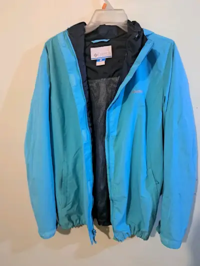 Chaqueta impermeable Columbia azul con capucha - miniatura 3