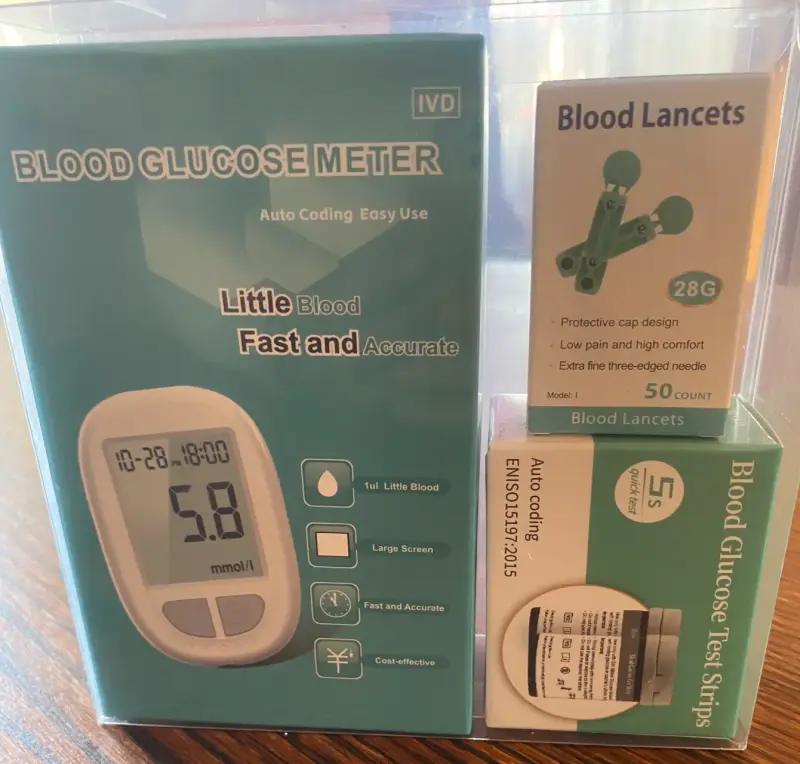 Medidor de Glucosa en Sangre con Lancetas y Tiras Reactivas