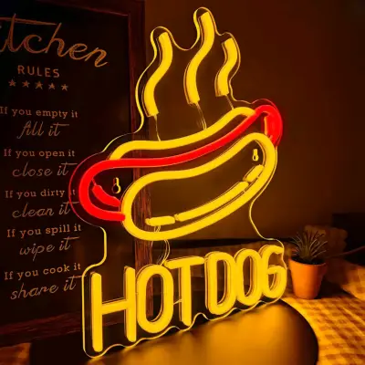 Letrero de neón Hot Dog para decoración - miniatura 1