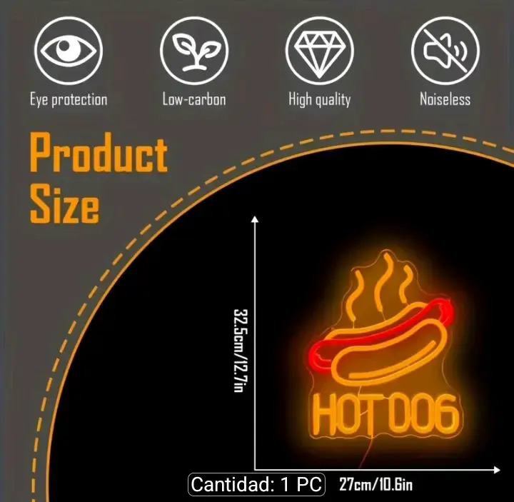 Letrero de neón Hot Dog para decoración - 2