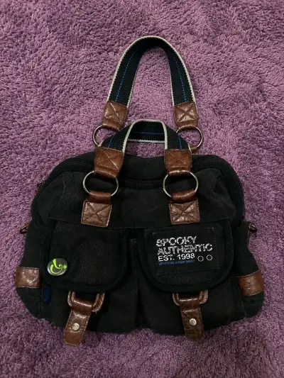 Bolso de mano Spooky Authentic negro con detalles marrones - miniatura 1