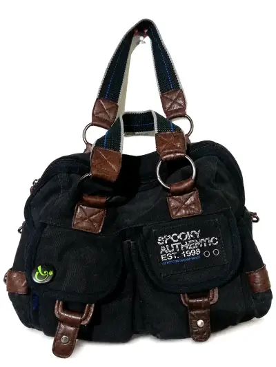 Bolso de mano Spooky Authentic negro con detalles marrones - miniatura 2