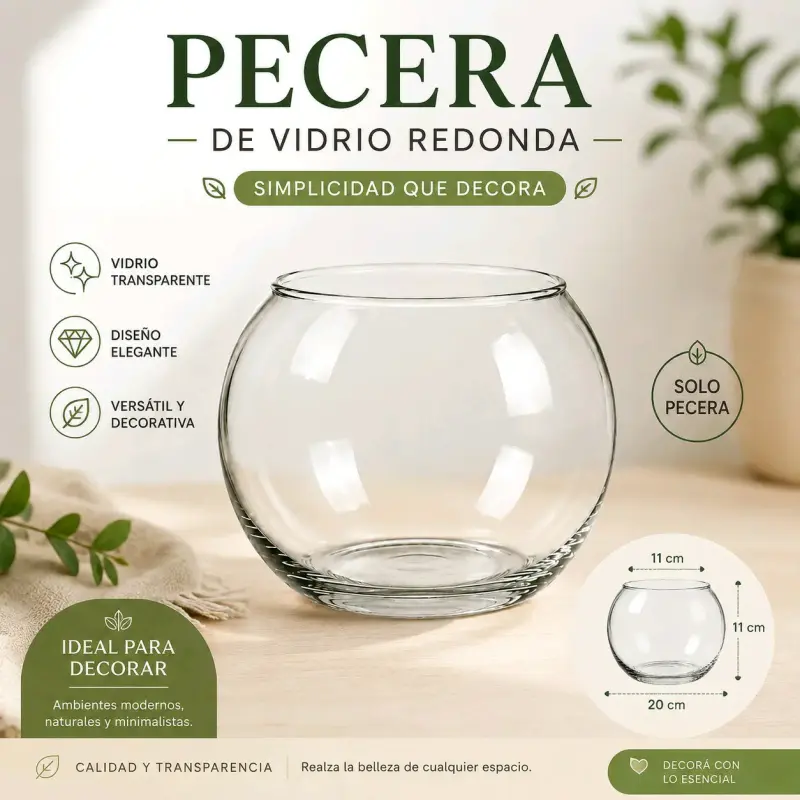 Pecera de vidrio redonda decorativa - 1