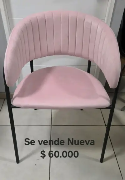 Silla de terciopelo rosado Velvet Max Black - miniatura 2