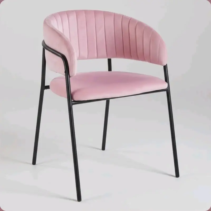 Silla de terciopelo rosado Velvet Max Black - 3