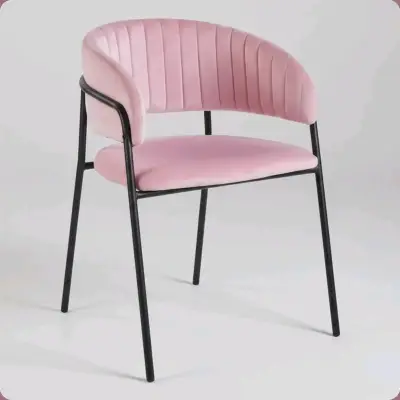 Silla de terciopelo rosado Velvet Max Black - miniatura 3
