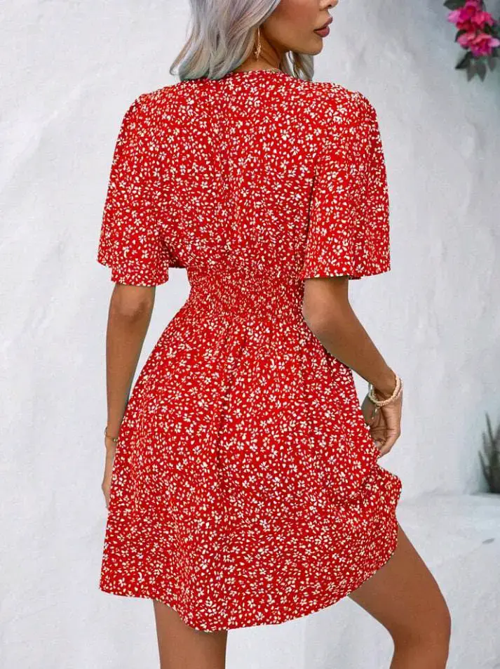 Vestido Rojo Floral de Verano - 2