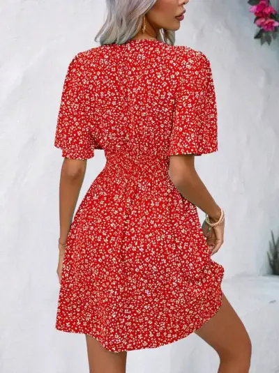 Vestido Rojo Floral de Verano - miniatura 2