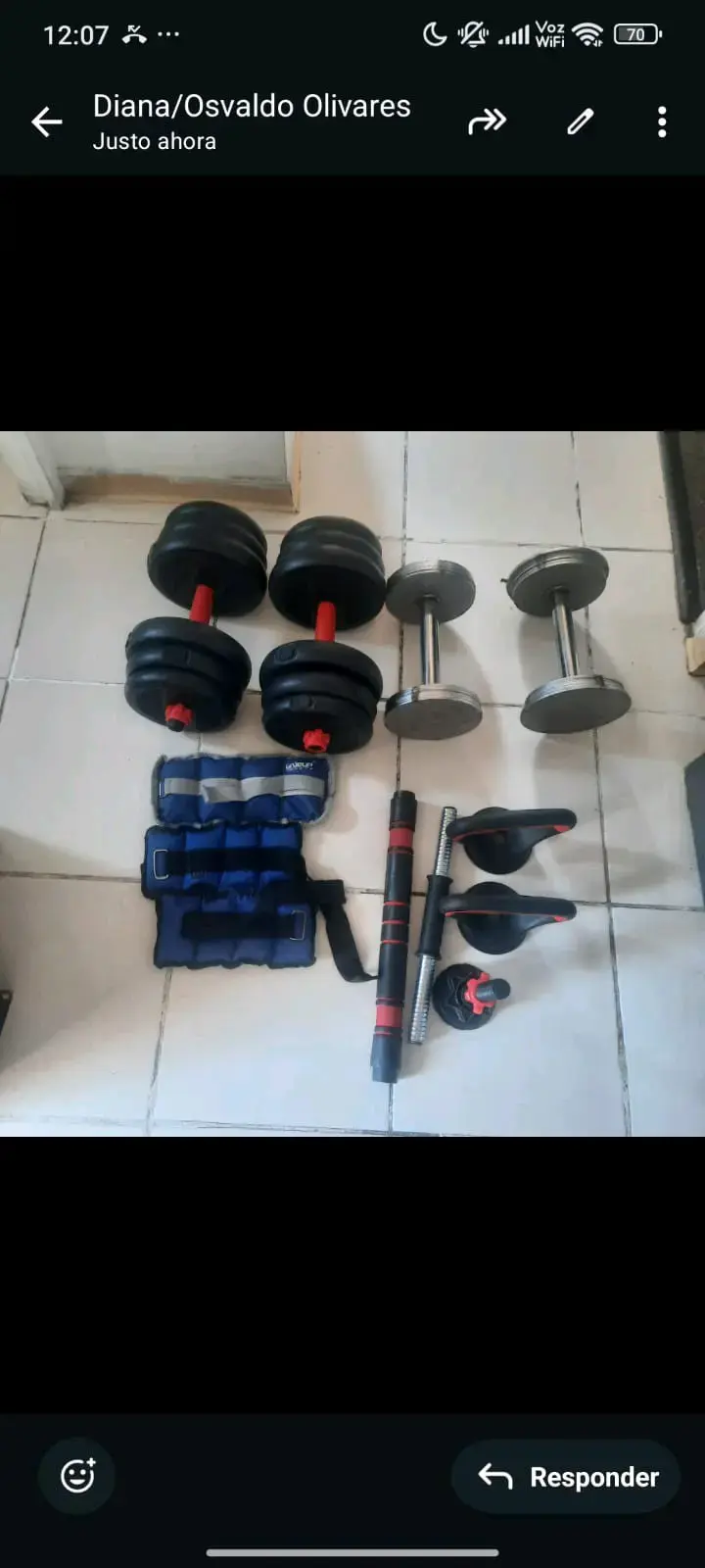 Jego de mancuernas ajustables, 2sillas ,15 bidones - 3