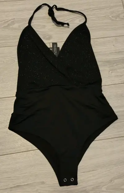 Body negro con brillo para mujer - miniatura 1