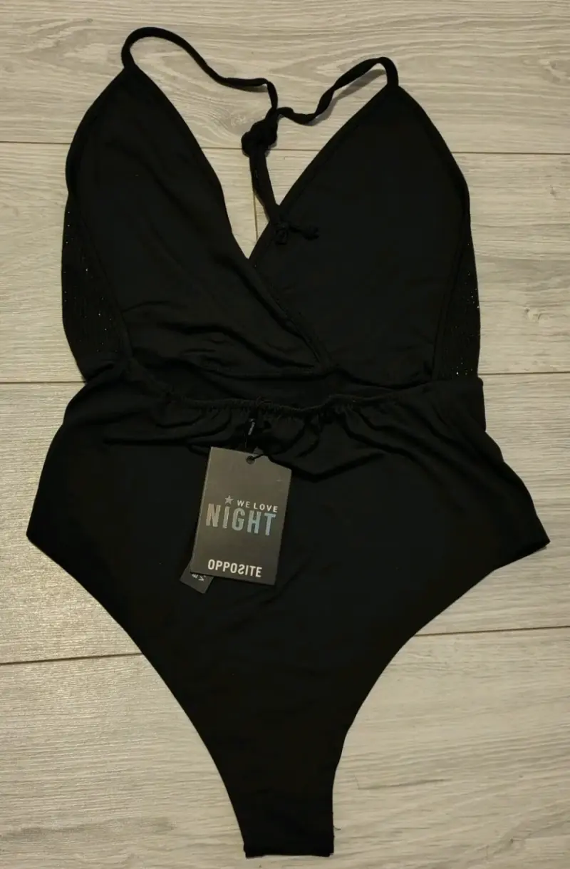 Body negro con brillo para mujer - 2