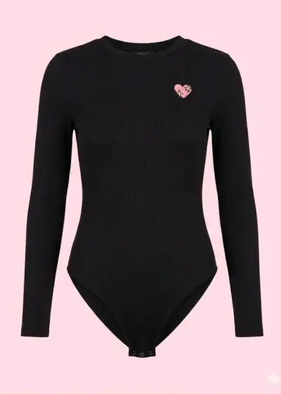 Body negro manga larga Forever 21 con diseño de corazón - miniatura 1