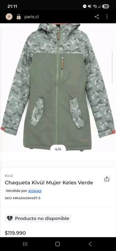 Chaqueta verde camuflaje Kivül para mujer - miniatura 2
