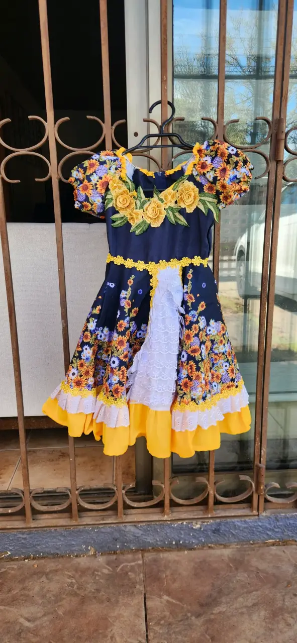 Vestido china con encaje amarillo infantil - 1