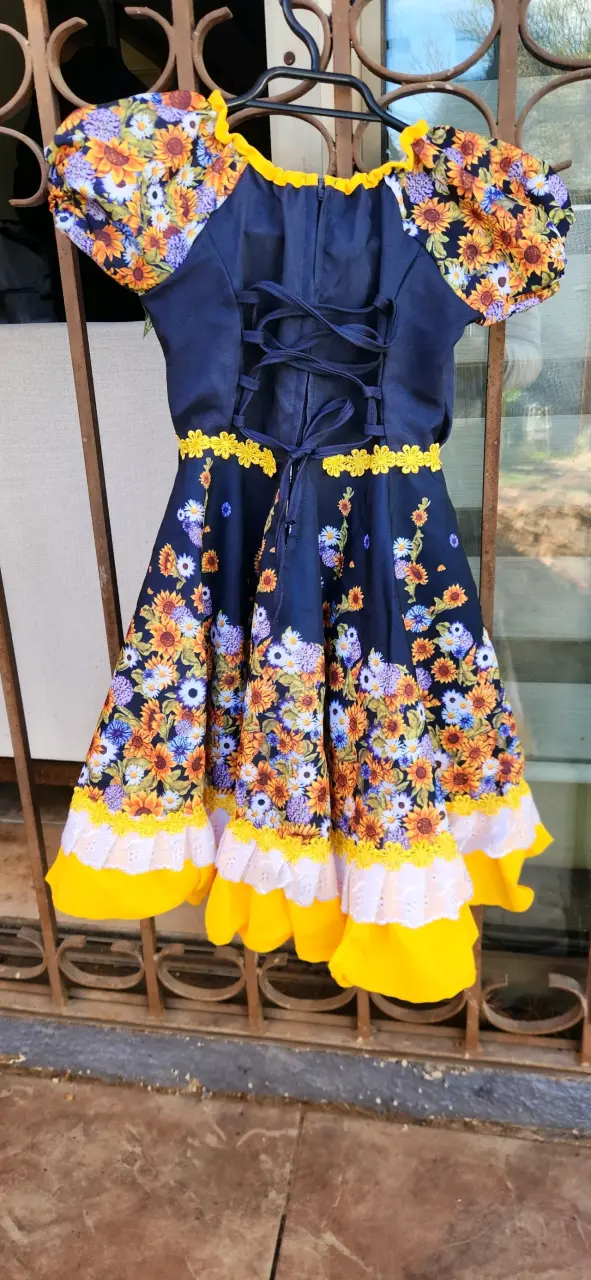 Vestido china con encaje amarillo infantil - 3