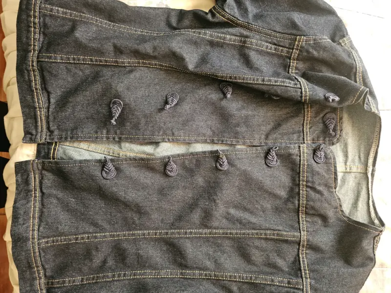 Chaqueta de mezclilla azul oscuro para mujer - 2