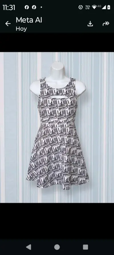 Vestido corto estampado blanco y negro - miniatura 1