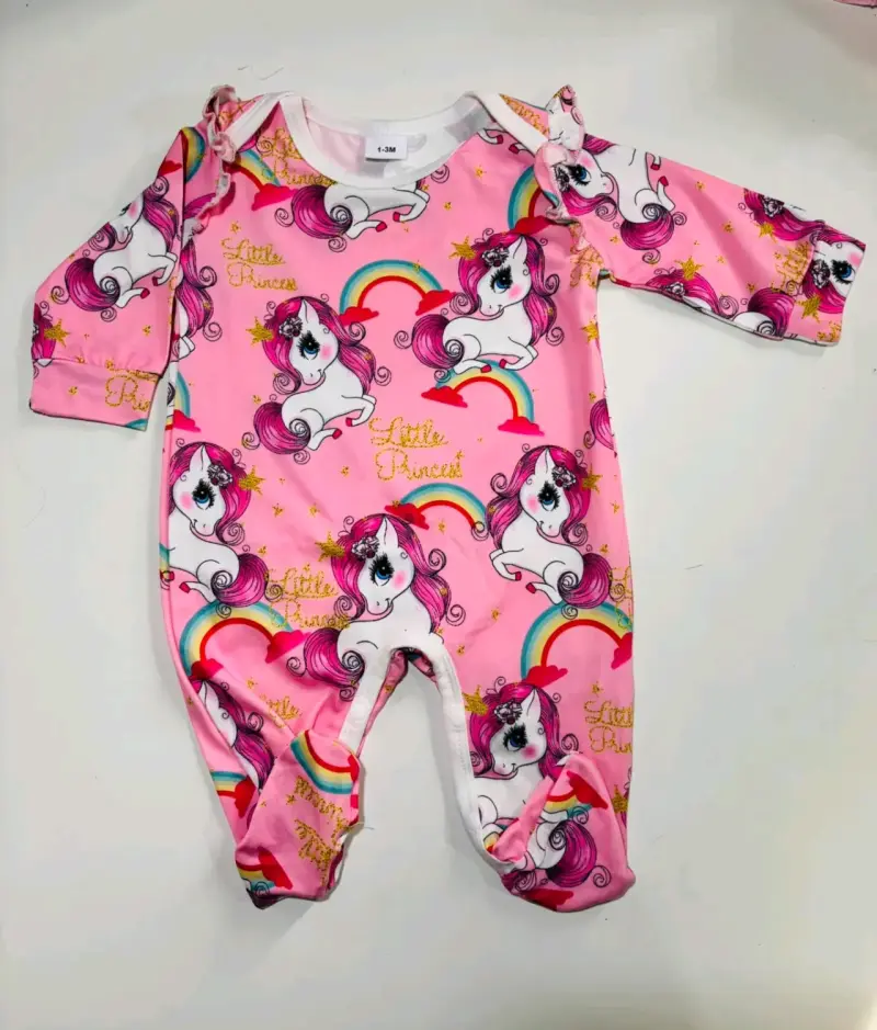 Enterito de bebé unicornio rosa 1-3 meses