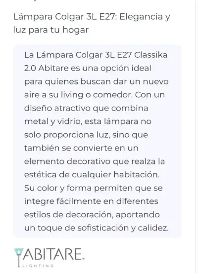 Lámpara de Colgar 3 Luces Abitare Clásico - miniatura 6