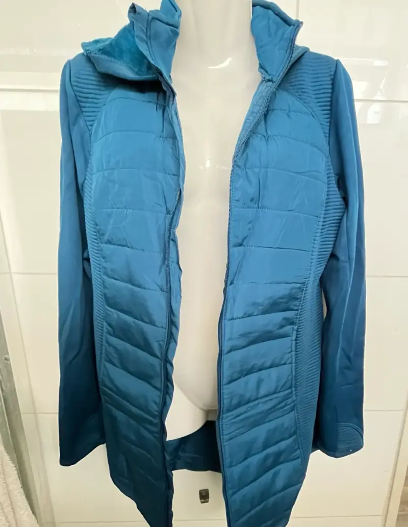 Chaqueta larga azul con forro polar - 1