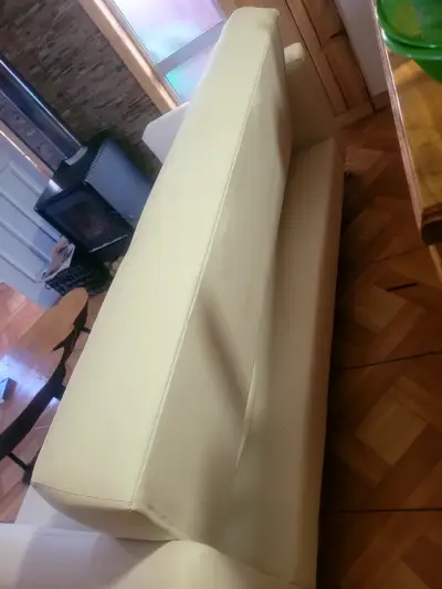 Sofá cama blanco de cuero sintético - miniatura 3