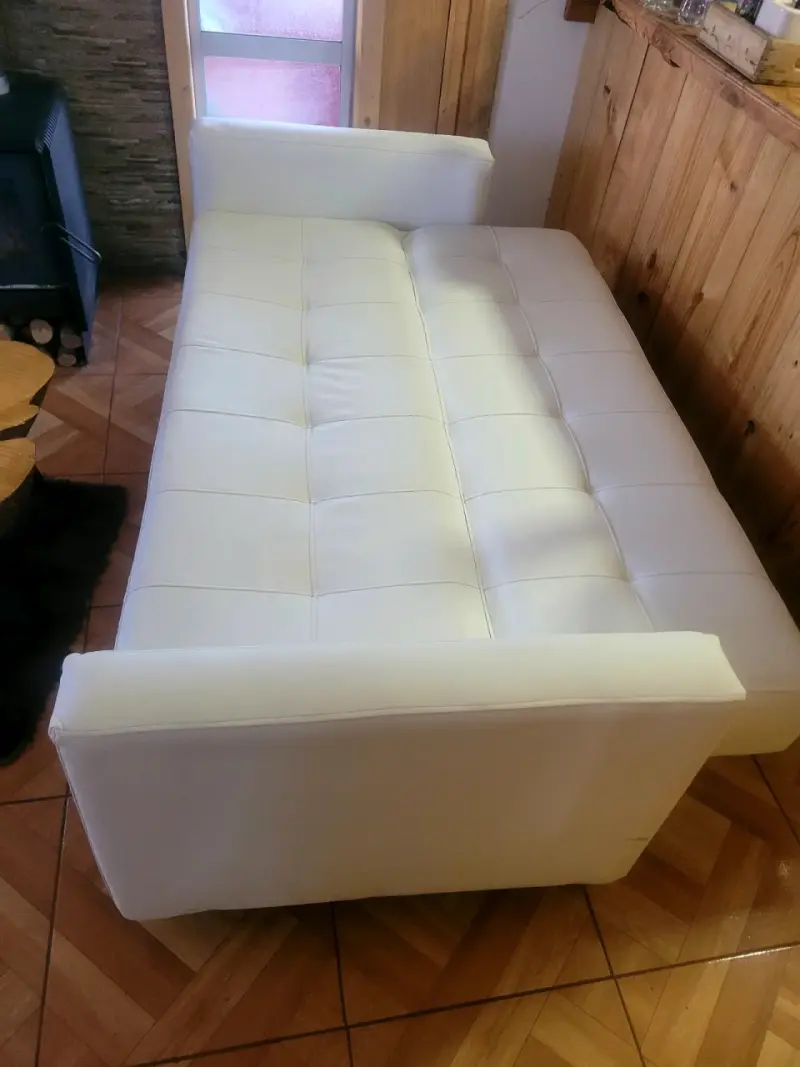 Sofá cama blanco de cuero sintético - 4