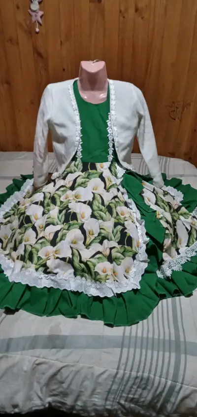 Vestido de Fiesta Floral Azul y Blanco - miniatura 2