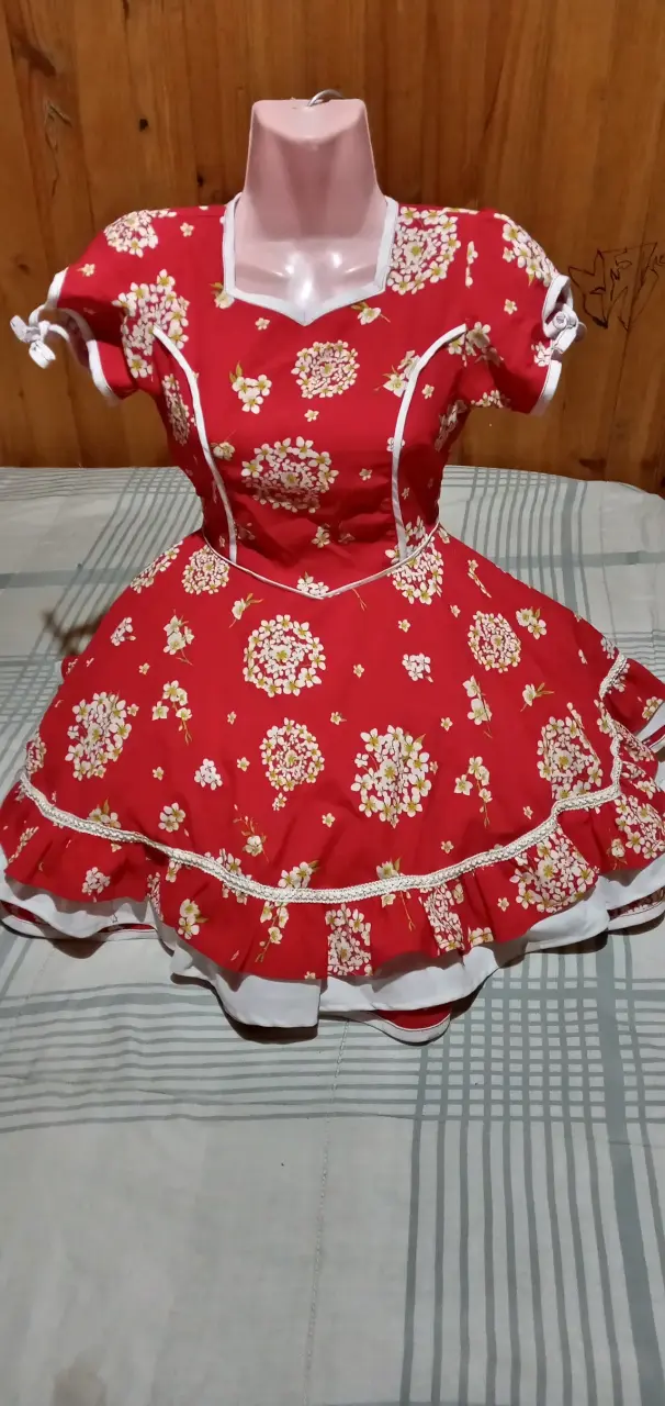 Vestido de Fiesta Floral Azul y Blanco - 3