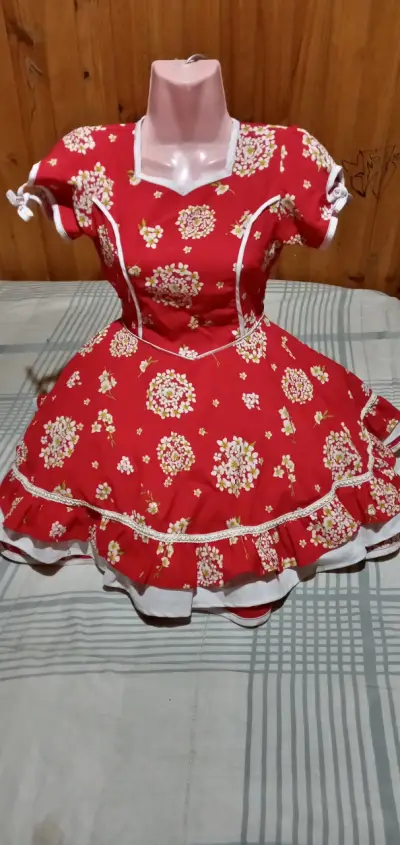 Vestido de Fiesta Floral Azul y Blanco - miniatura 3