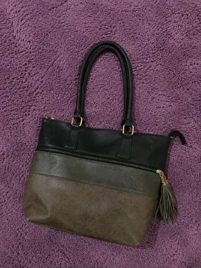 Bolso de cuero bicolor - miniatura 1