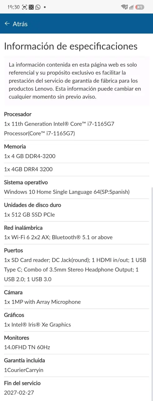 Laptop Lenovo Intel Core i7 con Gráficos Iris Xe - 4